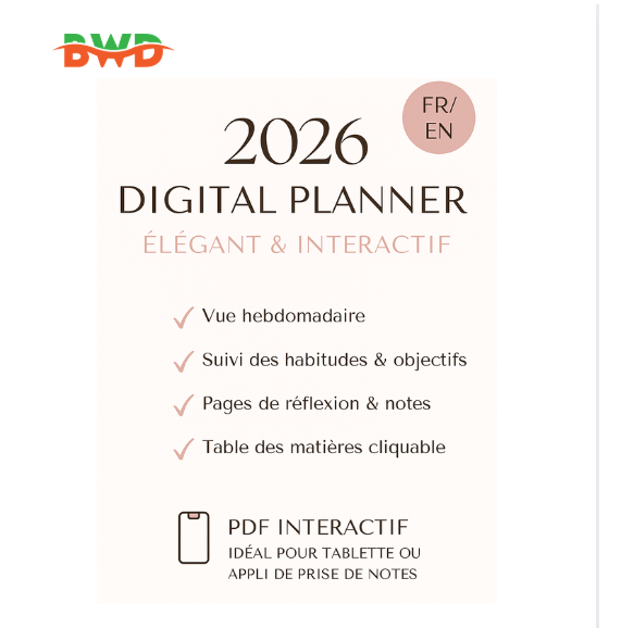 Mon Planner 2026 – Vision claire, actions concrètes