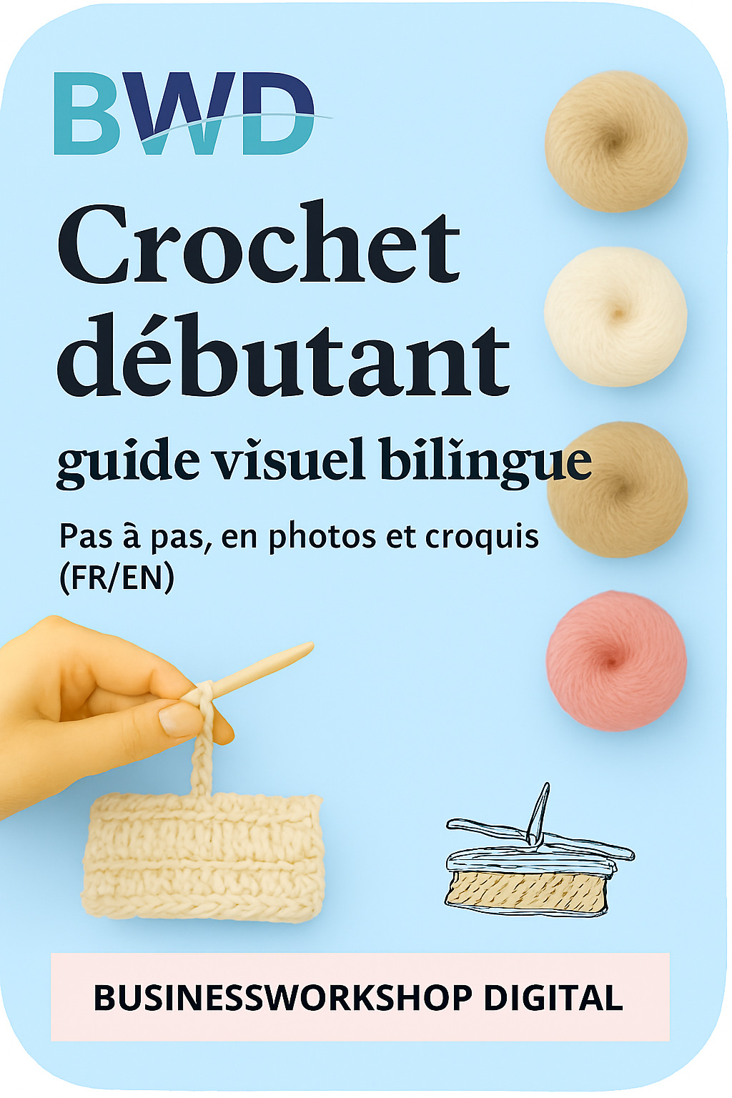 APPRENTISSAGE DE CROCHET POUR DEBUTANTE  BILINGUE