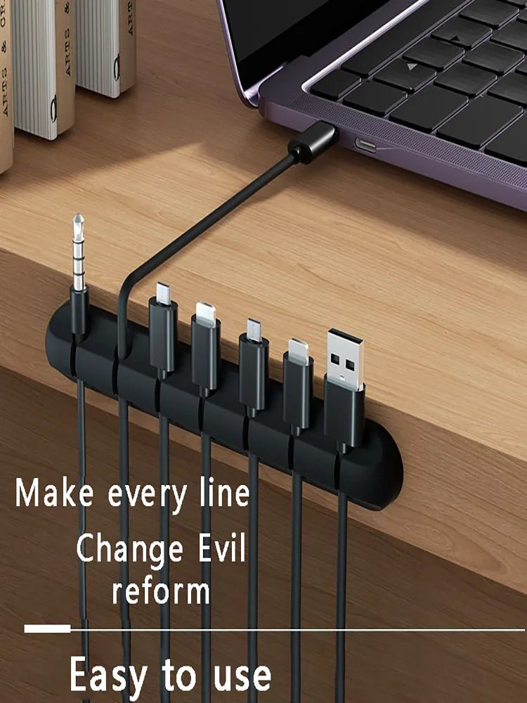 Organisateur de câbles auto-adhésif, 1 pièce, pour une gestion facile des fils et des câbles de données, Clips de fil noirs à 7 trous et serre-câbles réseau