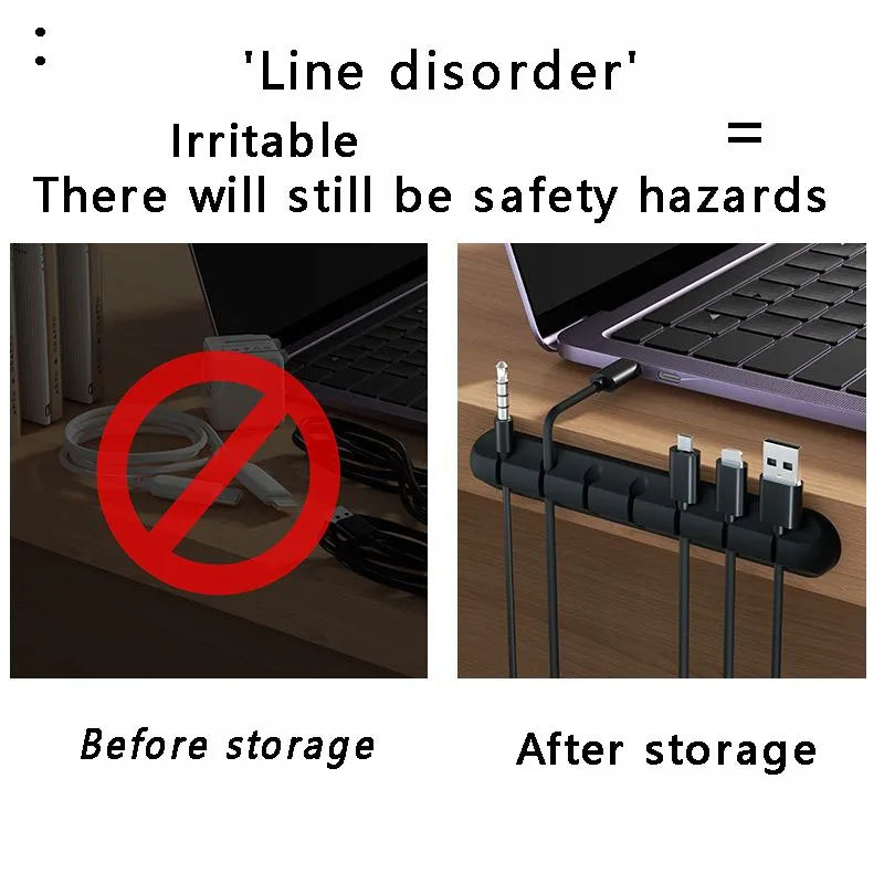 Organisateur de câbles auto-adhésif, 1 pièce, pour une gestion facile des fils et des câbles de données, Clips de fil noirs à 7 trous et serre-câbles réseau